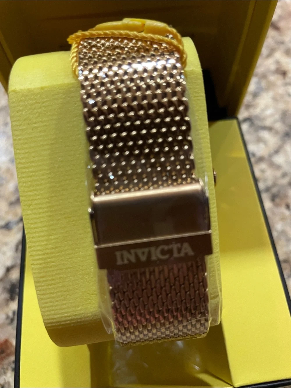 Invicta Pro Diver Automatic Gold Tone Mesh Bracelet Watch with Black Dial